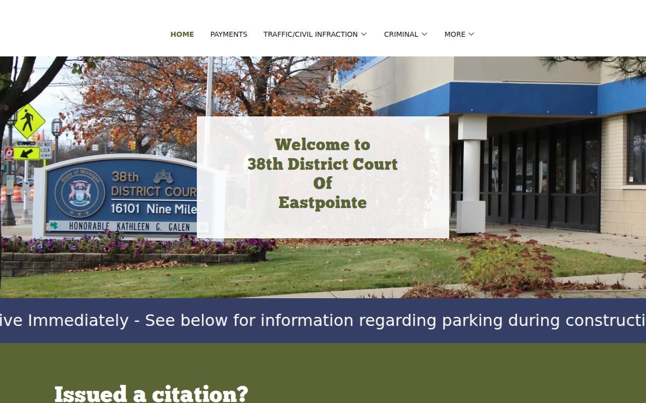 Macomb County Eastpointe court docket at 38th District Court