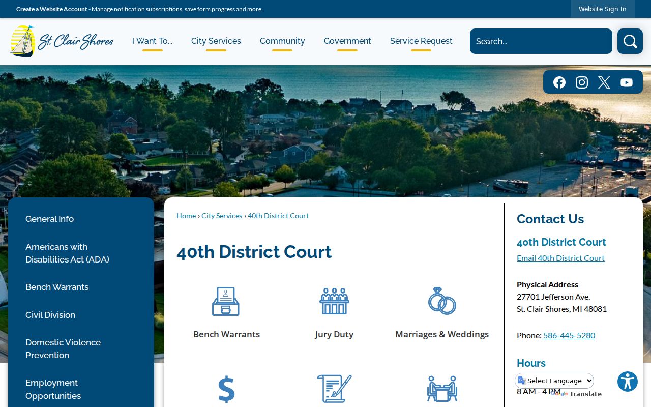Macomb County St. Clair Shores court docket at 40th District Court