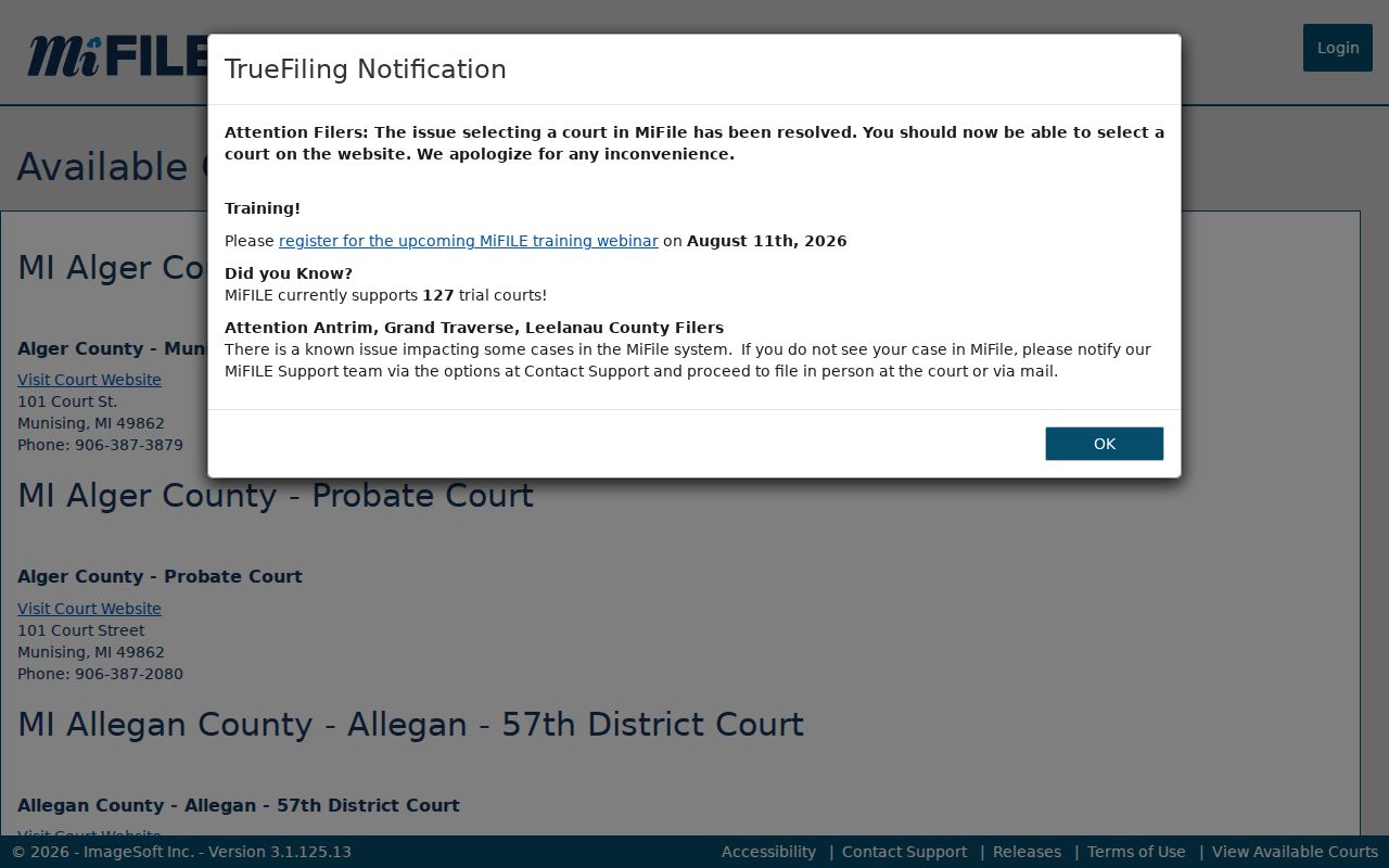 Macomb County Sterling Heights court docket MiFILE court listing