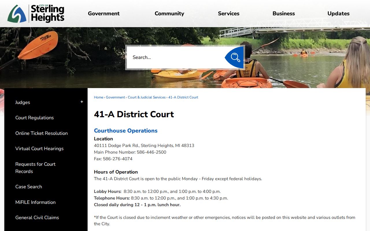 Macomb County Sterling Heights court docket at 41A-1 District Court