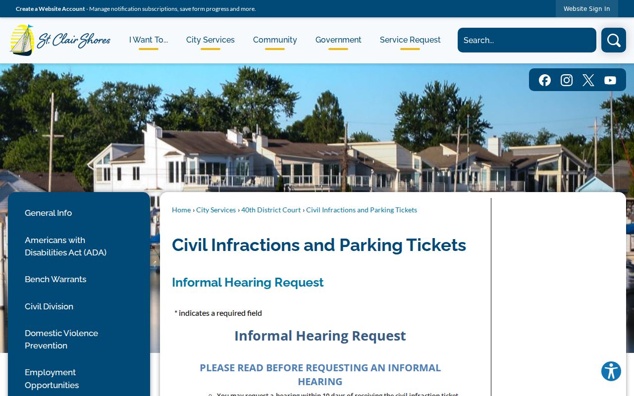 Macomb County traffic court records 40th District Court hearing deadline
