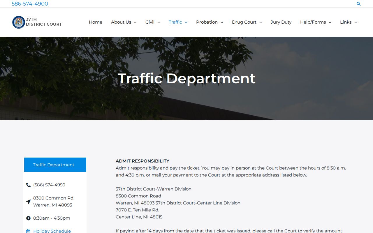 Macomb County traffic court records 37th District Court response instructions
